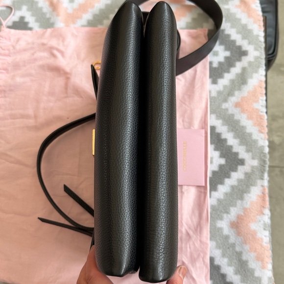 NWT Coccinelle Arlettis Black Leather Handbag detachable crossbody strap Medium - Picture 12 of 16